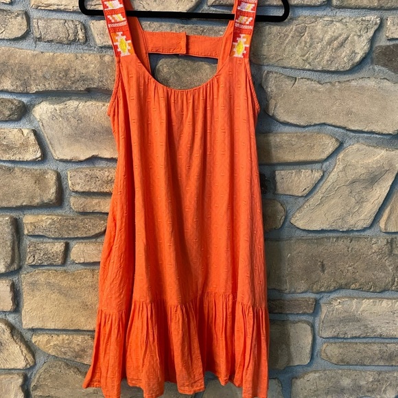 Anthropologie Orange Sleeveless Mini Dress New without tag size XS cotton pocket - Picture 12 of 12